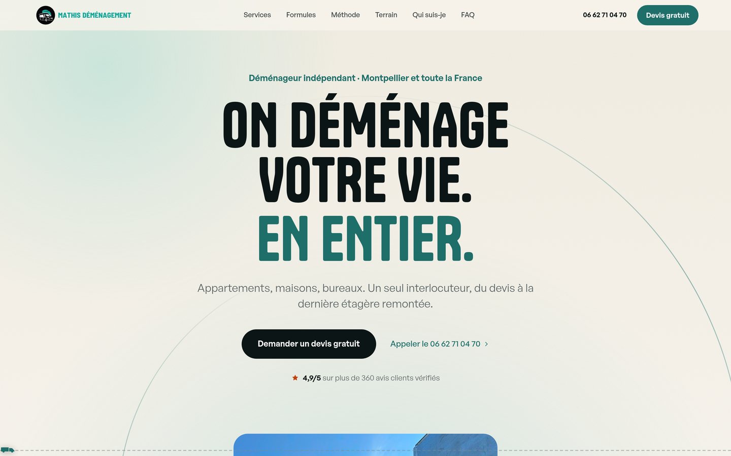 Site vitrine de Mathis Déménagement sur ordinateur